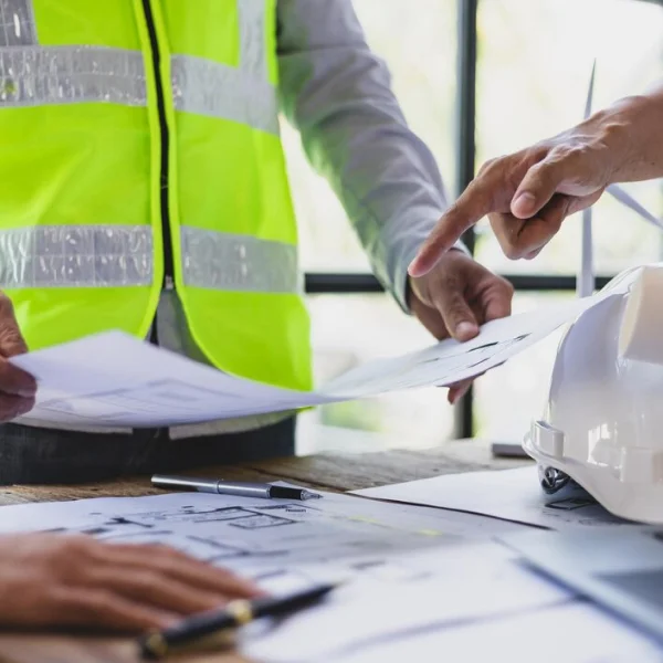 Un groupe de personnes travaillant sur un projet de construction selon le Code de construction du Québec.